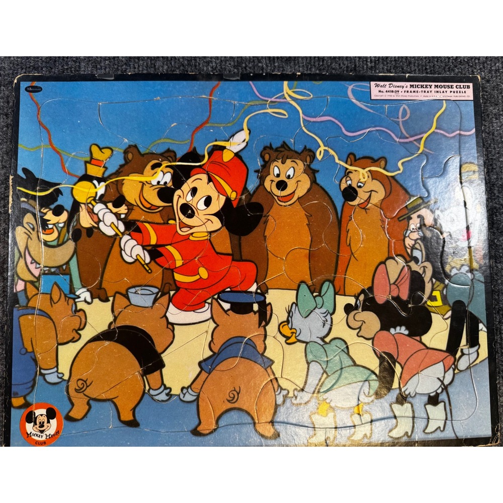 Vintage 1956 Walt Disney Mickey Mouse Club Whitman Frame Tray Puzzle Disneyana